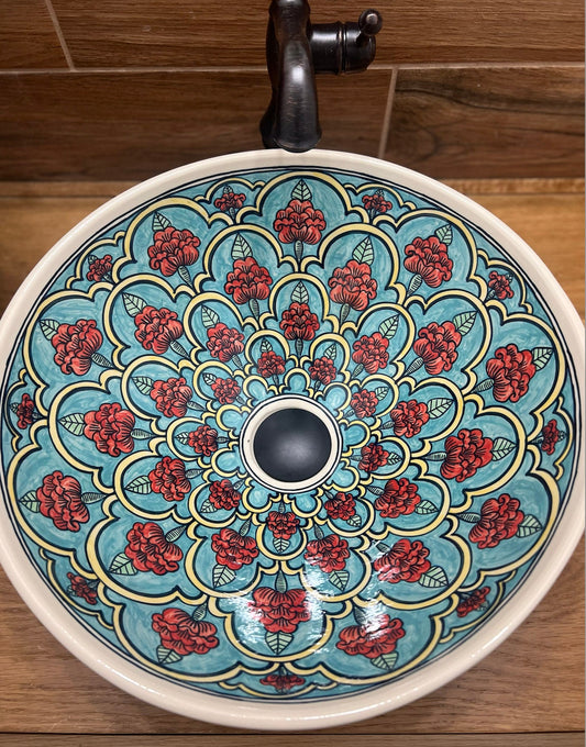 Ceramic sink/ bathroom sink/ vanity/ hand painted/ handmade USA stock !!!