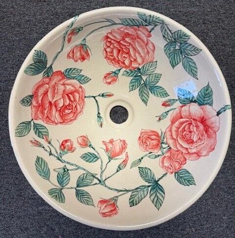 Ceramic sink/ bathroom sink/ vanity/ hand painted/ handmade USA stock