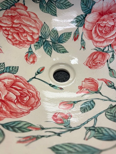 Ceramic sink/ bathroom sink/ vanity/ hand painted/ handmade USA stock