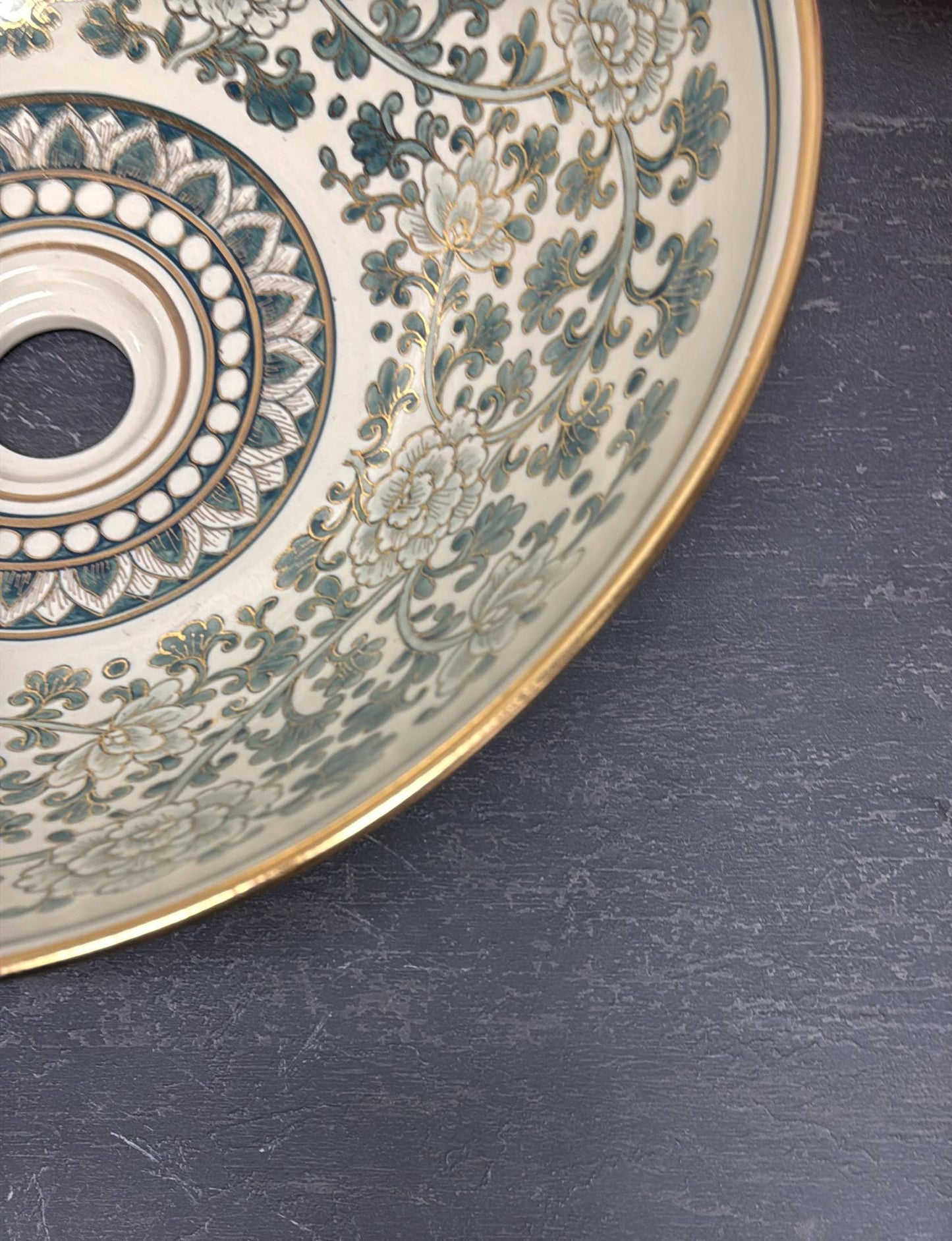 Ceramic sink/ bathroom sink/ vanity/ hand painted/ handmade USA stock !!! GOLD RIM
