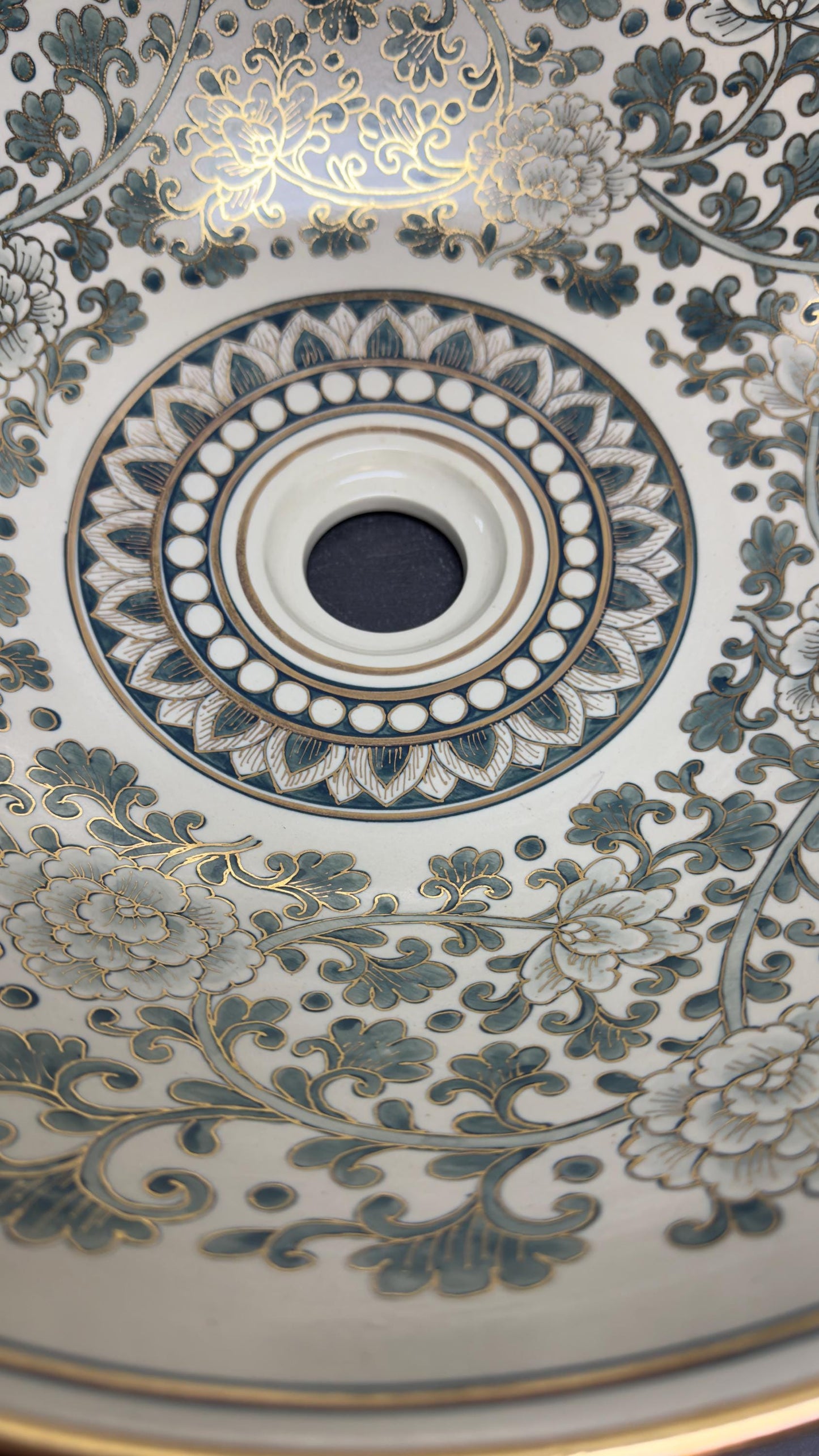 Ceramic sink/ bathroom sink/ vanity/ hand painted/ handmade USA stock !!! GOLD RIM
